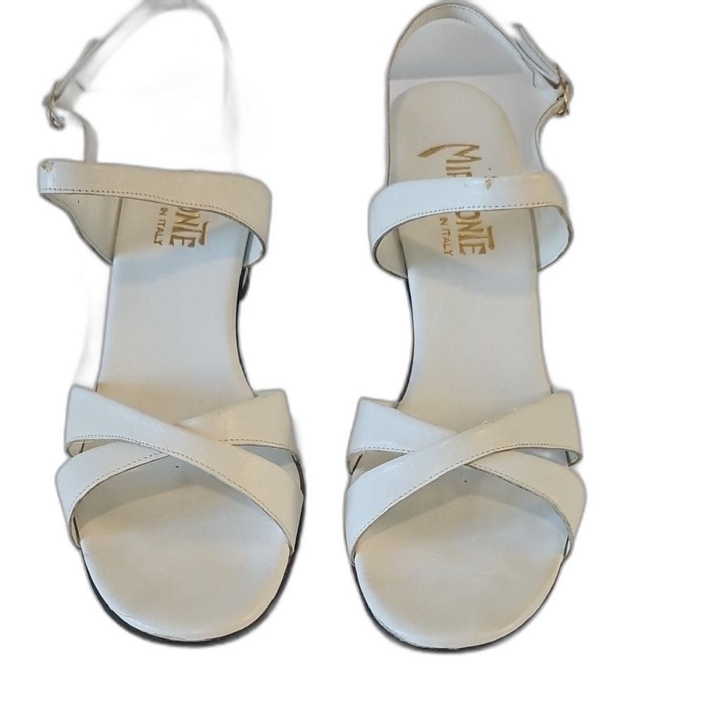 Miramontes White Leather Crisscross Sandals with Ankle Strap - Picture 2 of 10